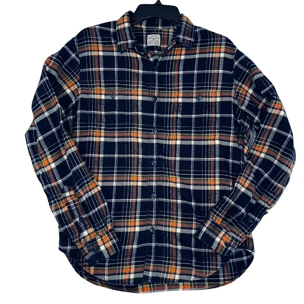 J. Crew Slim Fit 100% Cotton Plaid Flannel Men’s Long Sleeved Shirt Size Medium